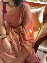 Tara Blush Pink Soft Mulmul Cotton Sequin Saree with Scalloped Border