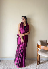 Naadya Purple Handloom Tissue Cotton Saree