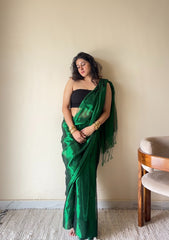 Mohini – Green Handloom Tissue Cotton Saree