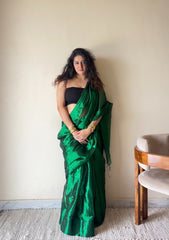 Mohini – Green Handloom Tissue Cotton Saree