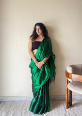 Mohini – Green Handloom Tissue Cotton Saree