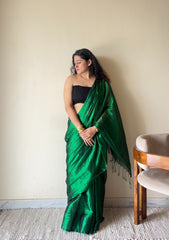 Mohini – Green Handloom Tissue Cotton Saree