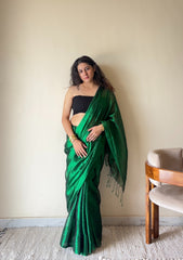 Mohini – Green Handloom Tissue Cotton Saree