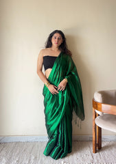 Mohini – Green Handloom Tissue Cotton Saree