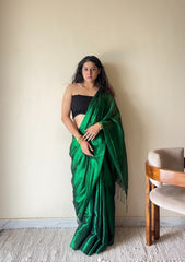 Mohini – Green Handloom Tissue Cotton Saree