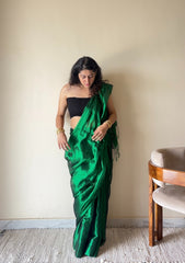 Mohini – Green Handloom Tissue Cotton Saree