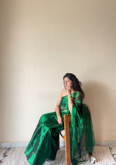 Mohini – Green Handloom Tissue Cotton Saree