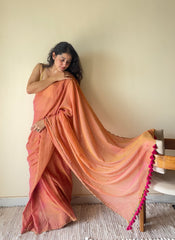 Tara Blush Pink Soft Mulmul Cotton Sequin Saree with Scalloped Border