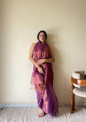 Ragini – Handloom Pink Tissue Cotton Zari Saree