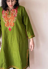 Darya | Grey Woollen Kashmiri Phiran with Floral Embroidery