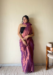 Ragini – Handloom Pink Tissue Cotton Zari Saree