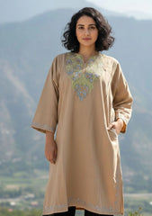 Sheen | Cream Woollen Kashmiri Phiran with Floral Aari Embroidery
