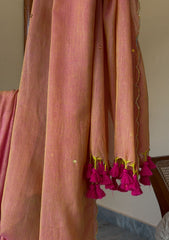Tara Blush Pink Soft Mulmul Cotton Sequin Saree with Scalloped Border