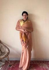 Meher | Blush Mul Cotton Saree with Gold Tissue Pallu