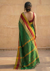 Aarini Green Avani Border Narayanpeth  Handloom Pure Cotton Saree