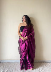 Naadya Purple Handloom Tissue Cotton Saree