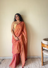 Tara Blush Pink Soft Mulmul Cotton Sequin Saree with Scalloped Border